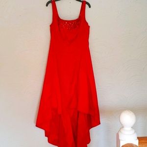Deep red high low dress!
